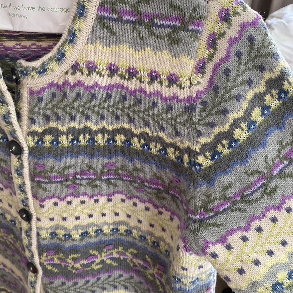 VINTAGE APPLESEEDS 100% cotton knit cardigan sweater. Size US petites small (SP) - Picture 9 of 10